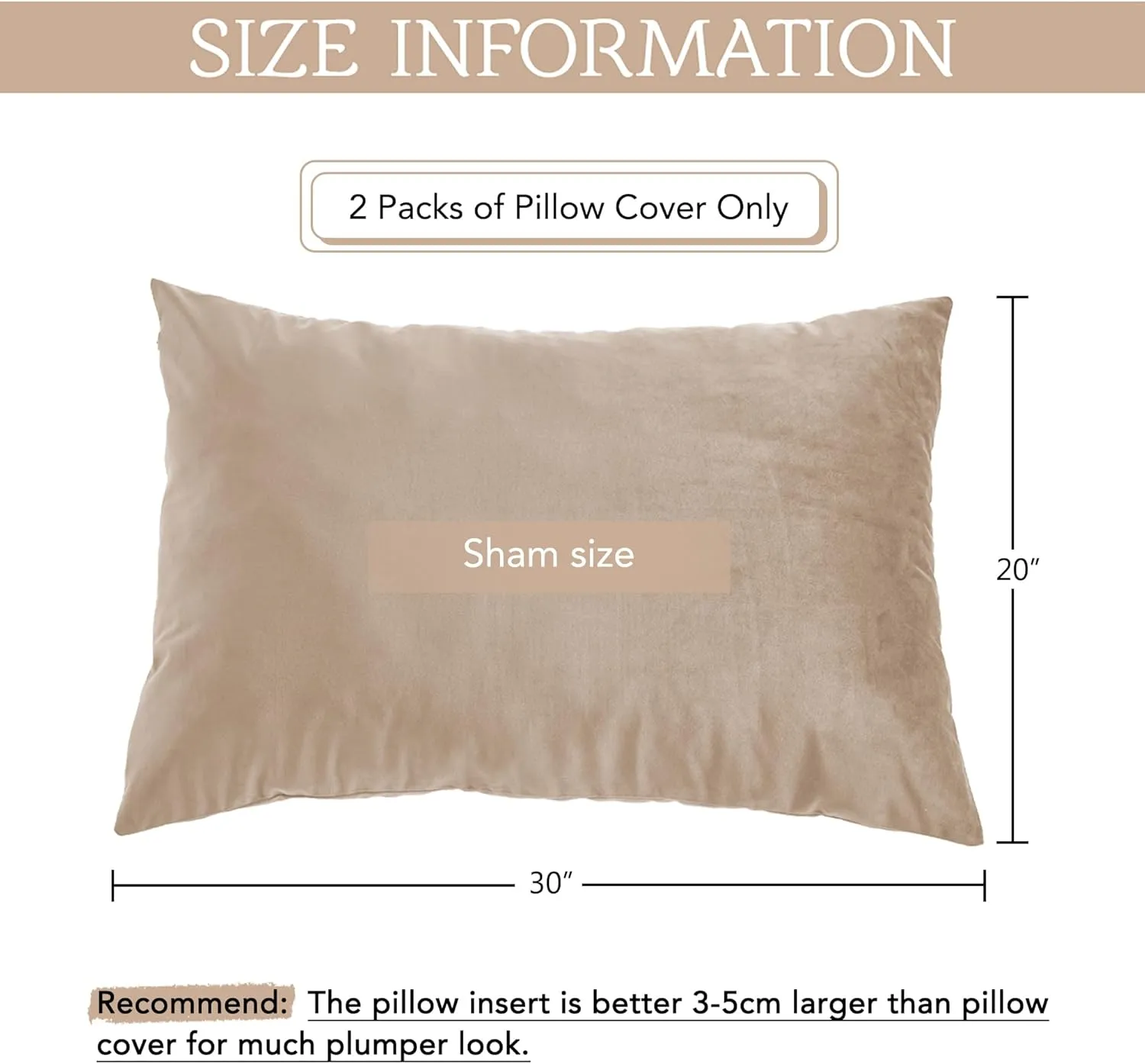 StangH Soft Velvet Pillowcase Bed Pillow Cover for Hair and Skin, Queen Size (Blush Beige, 20 x 30 inches) Luxury Warm Pillow Cover with Hidden Zipper Set of 2