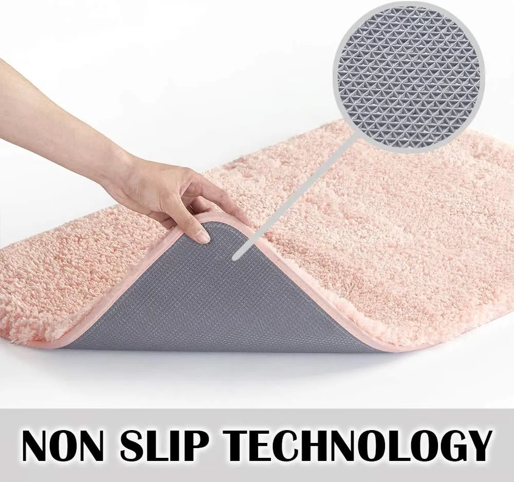 Suchtale Bath Mat (20 x 32, Blush) Microfiber Shaggy Soft, Non-Slip, Machine Washable, Thick Plush Shower Mat