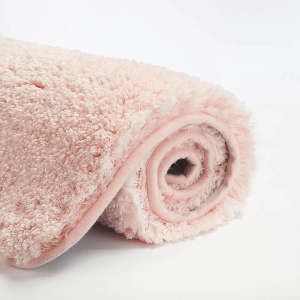 Suchtale Bath Mat (20 x 32, Blush) Microfiber Shaggy Soft, Non-Slip, Machine Washable, Thick Plush Shower Mat