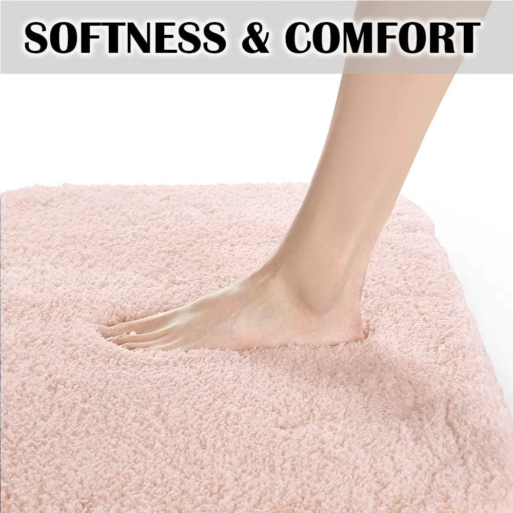 Suchtale Bath Mat (20 x 32, Blush) Microfiber Shaggy Soft, Non-Slip, Machine Washable, Thick Plush Shower Mat