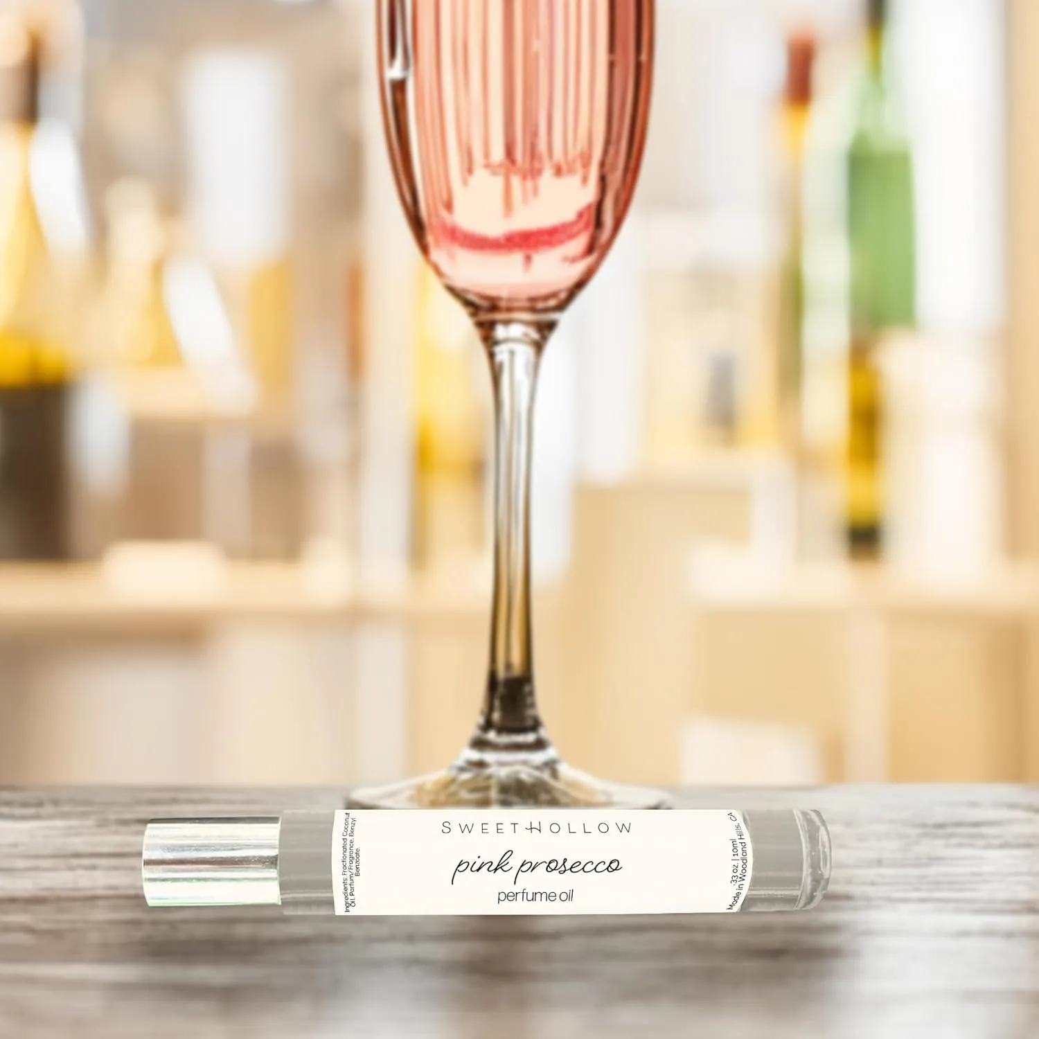 SweetHollow Pink Prosecco Perfume Oil, Made with Coconut Oil, Infused with Essential Oils, Long Lasting, Highly Fragrant, Blush Rose Champagne Wine Scent