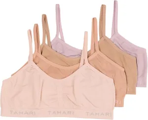 TAHARI Girls 4-Pack Seamless Bralette Set Training Bras Sports Bra Multipack for Teen and Girl