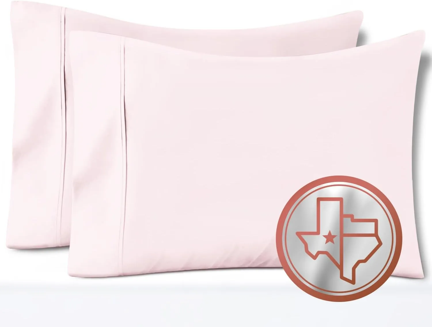 TEXAS LINEN CO. 100% Egyptian Cotton Pillow Cases Set of 2, 600 Thread Count Blush King Pillowcase for Sleeping, Soft, Silky Sateen Weave Bed Pillow Cover, Extra Long Staple Cotton Pillowcases