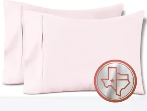TEXAS LINEN CO. 100% Egyptian Cotton Pillow Cases Set of 2, 600 Thread Count Blush King Pillowcase for Sleeping, Soft, Silky Sateen Weave Bed Pillow Cover, Extra Long Staple Cotton Pillowcases
