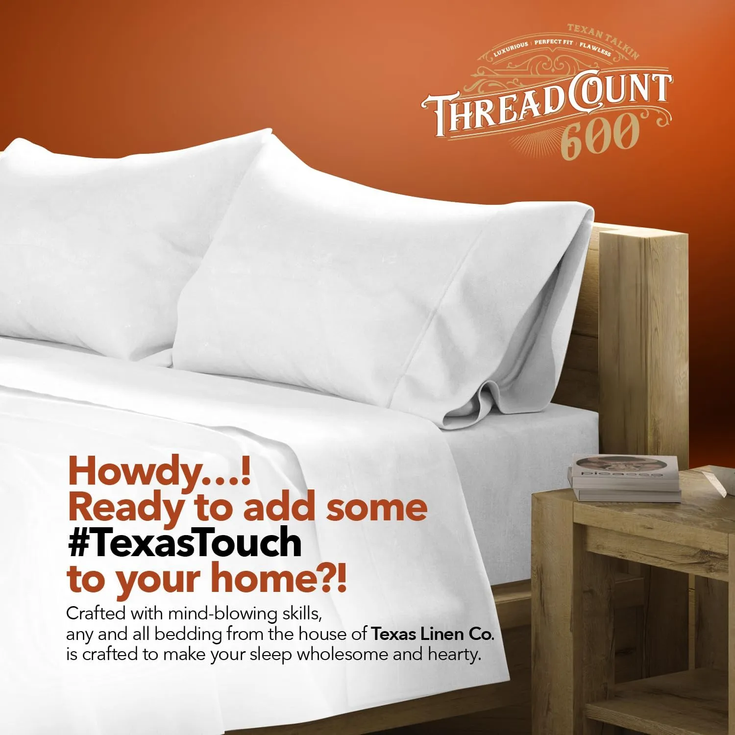 TEXAS LINEN CO. 100% Egyptian Cotton Sheets, 600 Thread Count 4 Piece Queen Size Sheet Set, Soft, Cooling, High Thread Count Sateen, Extra Long Staple Luxury Bedding, 16 in Deep Pocket - Blush
