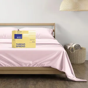 THREAD SPREAD King Size Sheets Set - Egyptian Cotton, 600 Thread Count, 4 PC Luxury Sheets, 16" Deep Pocket, Soft, Cooling Sateen Weave Hotel Bed Sheets - Blush