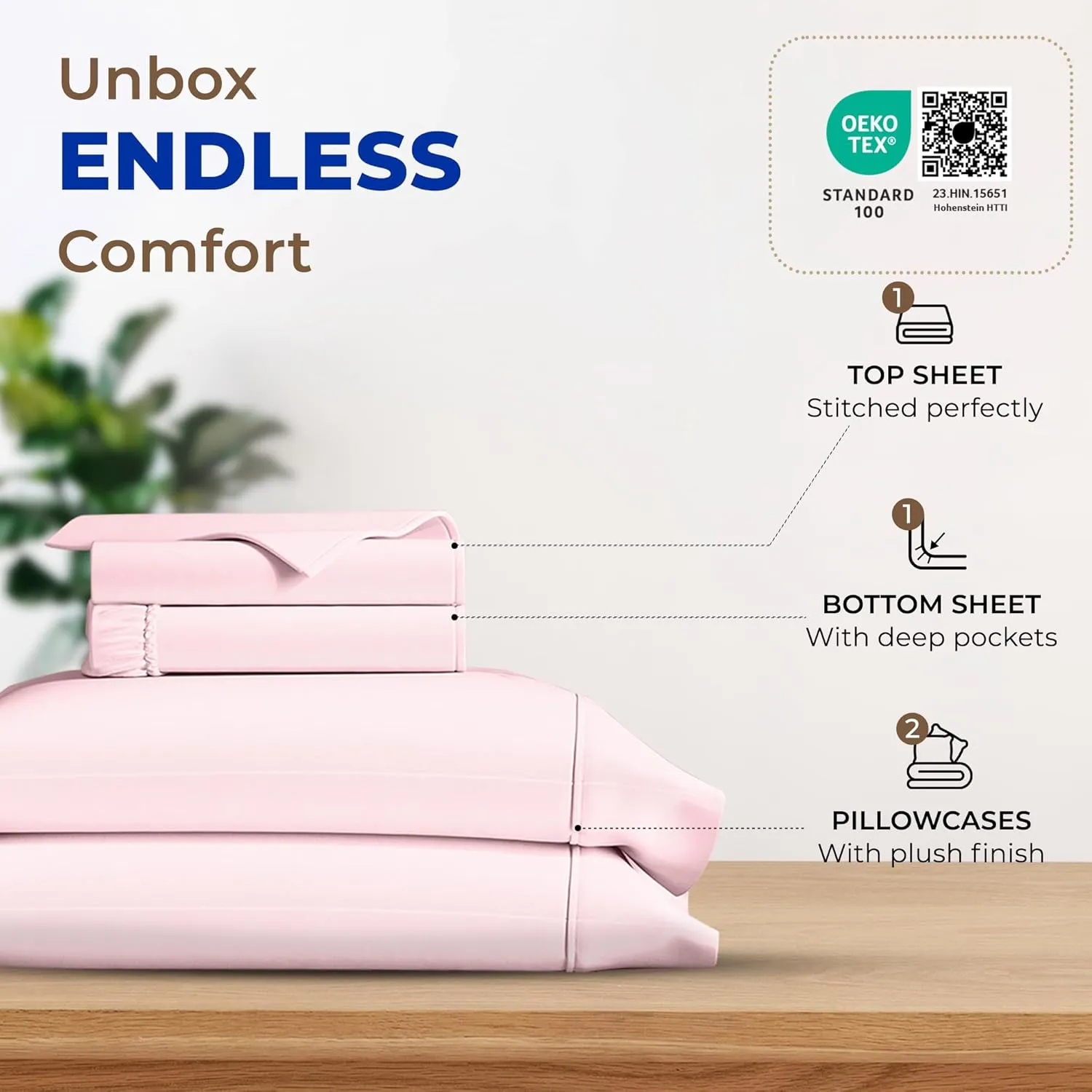 THREAD SPREAD King Size Sheets Set - Egyptian Cotton, 600 Thread Count, 4 PC Luxury Sheets, 16" Deep Pocket, Soft, Cooling Sateen Weave Hotel Bed Sheets - Blush