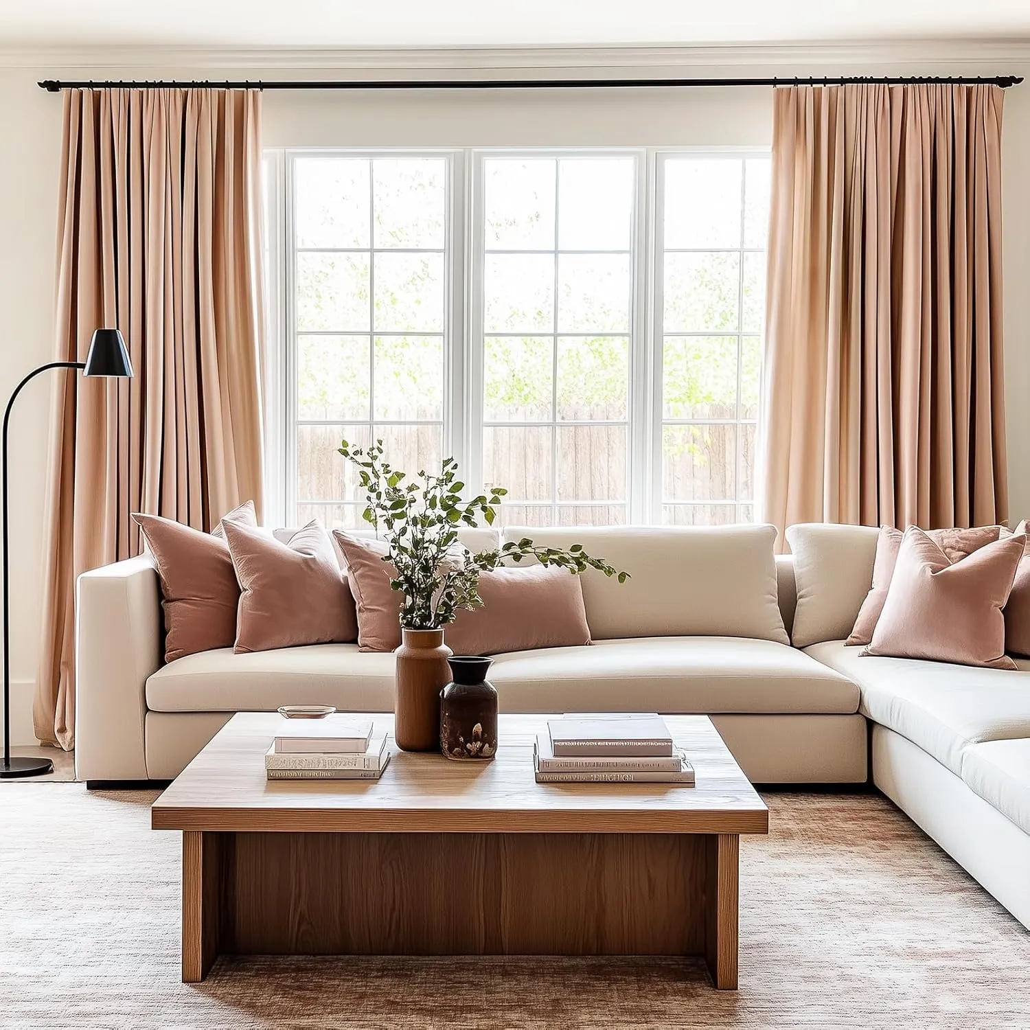 Topfinel Velvet Curtains Blackout Curtains 84 Inches Long, Blush Pink Beige Rose Gold Room Darkening Thermal Insulated Soundproof Modern Nursery Rod Pocket Crushed Velvet Drapes for Bedroom 2 Panels