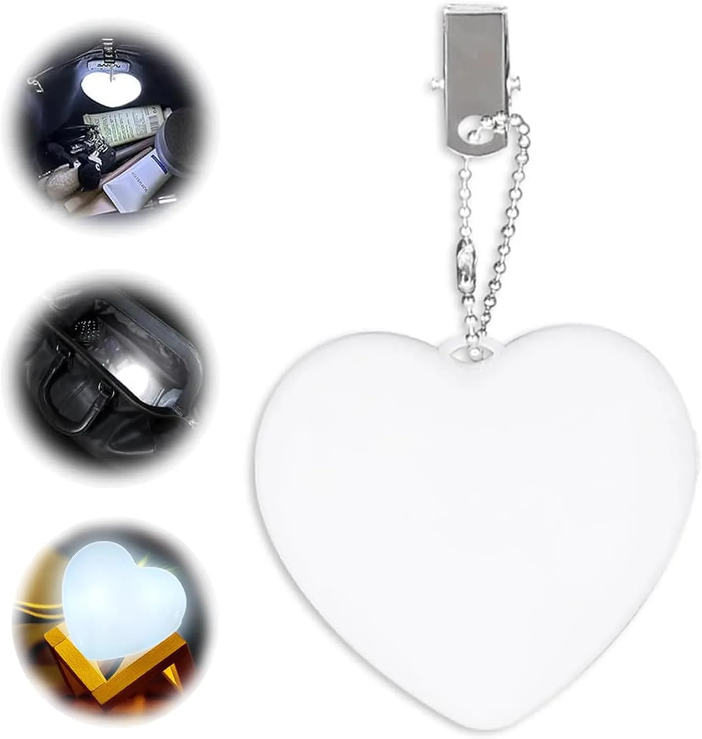 Touch Activated Purse Light, Mini Bag Light for Inside Your Purse, Purse Glow Heart Light, LED Light Purse Lamp, Purse Light Handbag Light Sensor Activated, Purse Light with Automatic Sensor