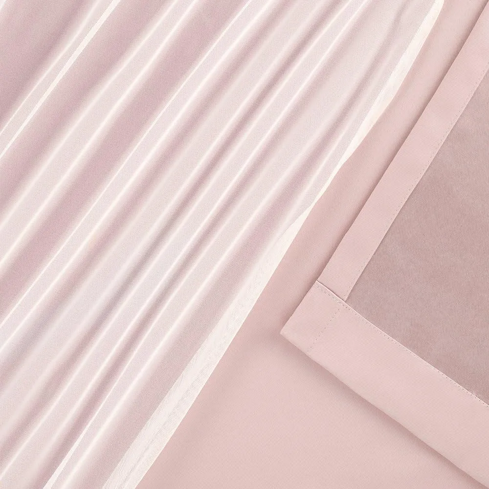 TOWN & COUNTRY LUXE Talia Double Layer Indoor Curtains, Sheer and Room Darkening Blackout, Grommet Top, Energy Efficient, 2-Pack Set, 52"x108", Rose Blush