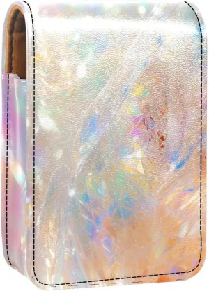 Travel Lipstick Organizer Case,Lipstick Case Portable Makeup Bag With Mirror,Bright Glow and Colorful Fantasy