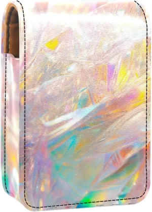 Travel Lipstick Organizer Case,Lipstick Case Portable Makeup Bag With Mirror,Bright Glow and Colorful Fantasy