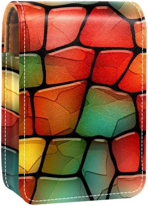 Travel Lipstick Organizer Case,Lipstick Case Portable Makeup Bag With Mirror,Bright Pattern Colorful Giraffe