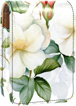 Travel Lipstick Organizer Case,Lipstick Case Portable Makeup Bag With Mirror,Bright Watercolor Flowers Peony