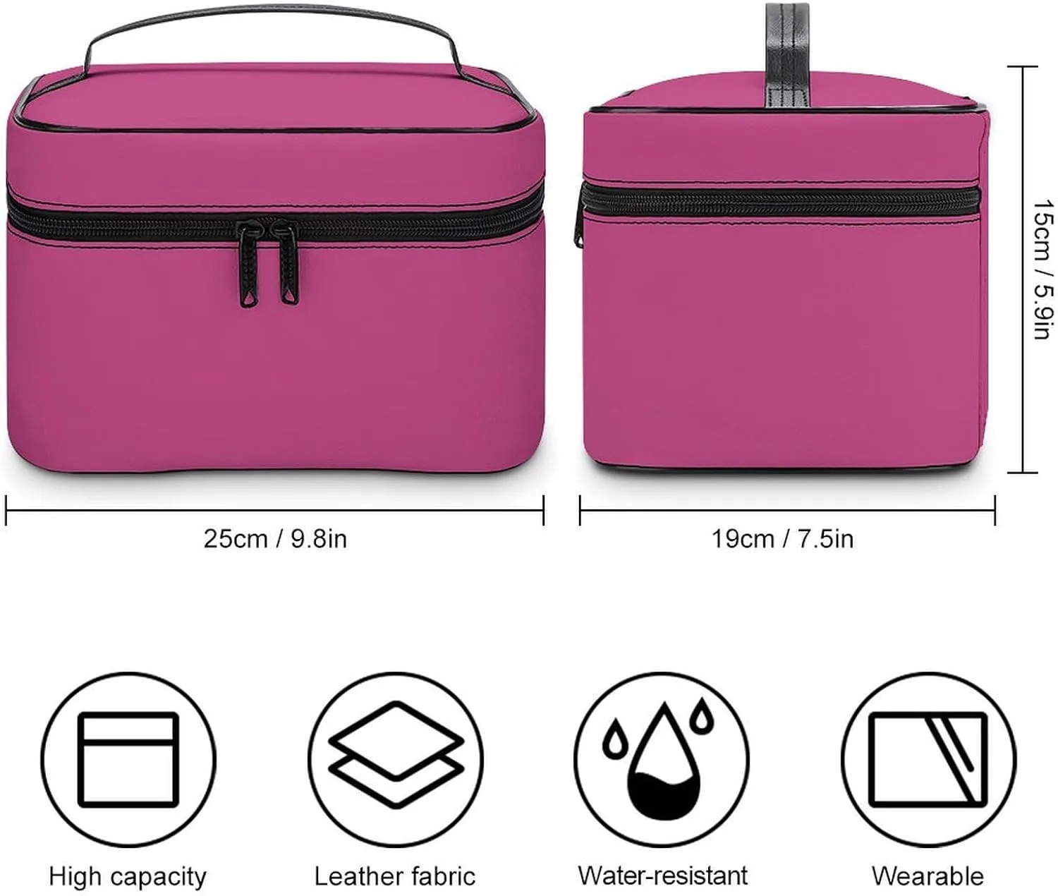 Travel Makeup Bag, Deep Blush Cosmetic Bags for Women Large Capacity Waterproof Toiletry Bag Make up Organizer