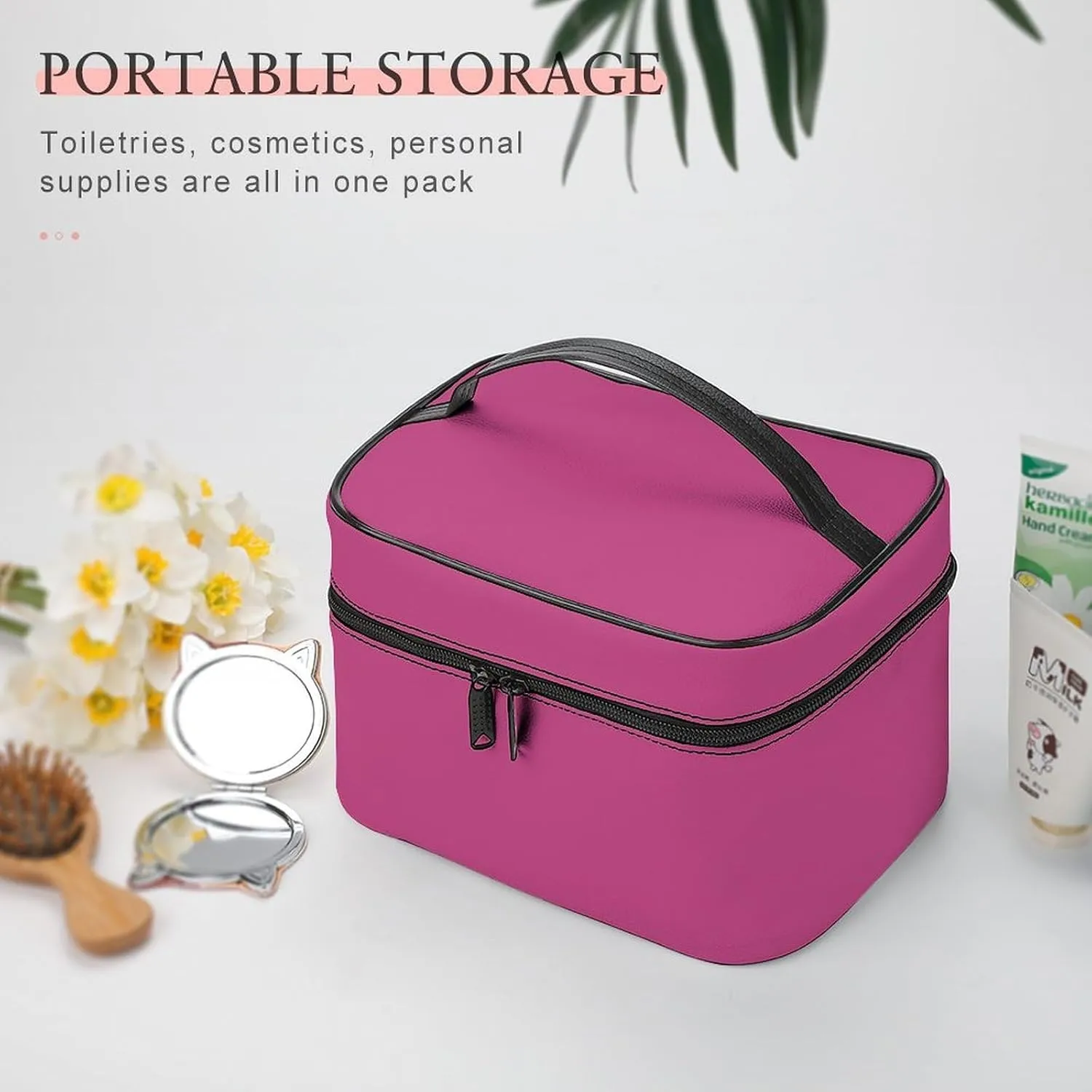 Travel Makeup Bag, Deep Blush Cosmetic Bags for Women Large Capacity Waterproof Toiletry Bag Make up Organizer