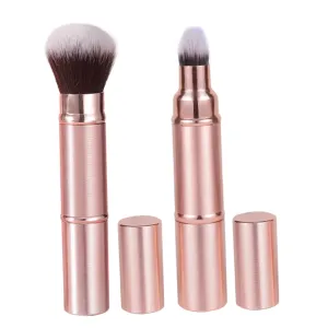 Travel Powder Brush Soft Bristles Double-sided Makeup Brush Cap for Eyeshadow Blush