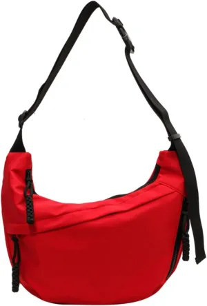 Trendy Crossbody Bag with Adjustable Strap Fashion Half Moon Bag for Outdoor Travel Large Capacity Shoulder Bag for Women (Red)
