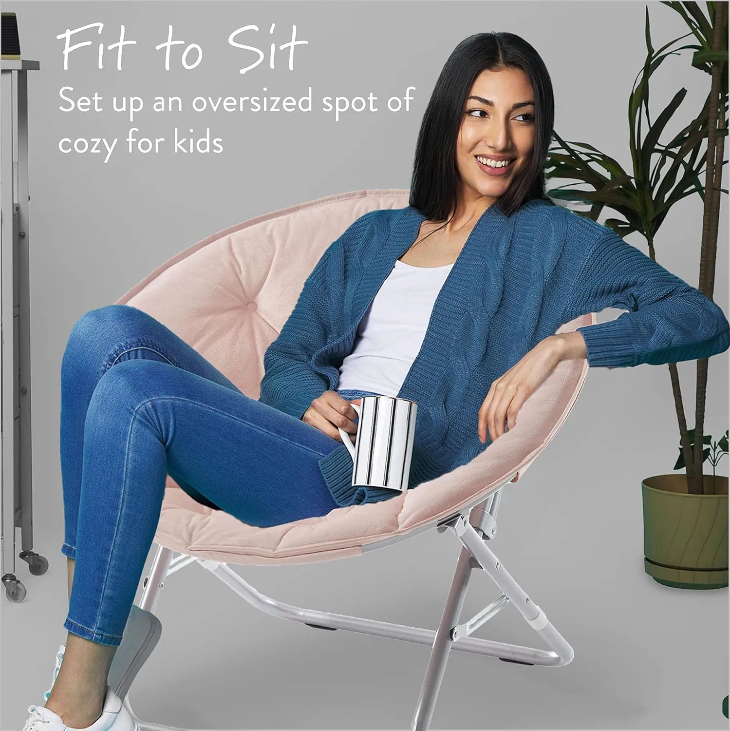Urban Lifestyle Micromink Saucer Chair, Blush