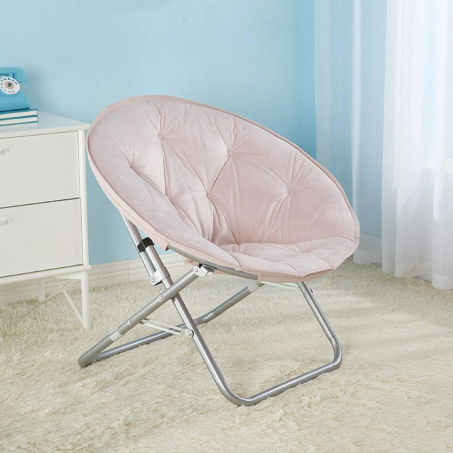 Urban Lifestyle Micromink Saucer Chair, Blush