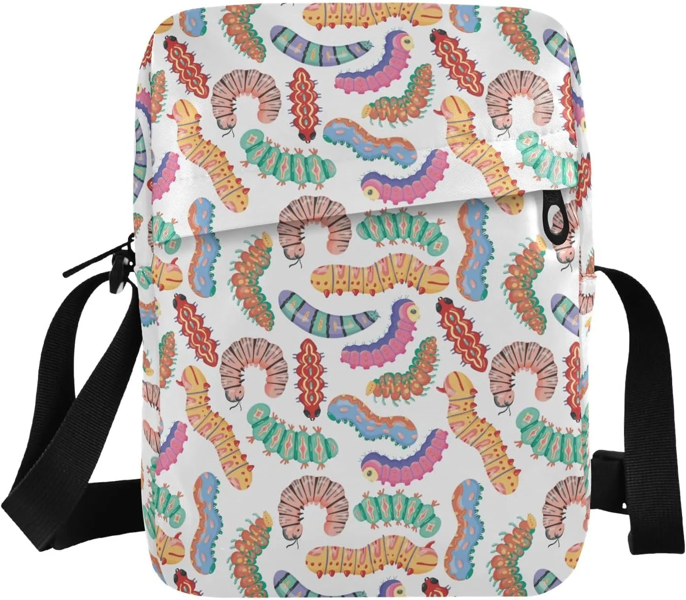 VIGTRO Small Messenger Bag Purse, Cartoon Bright Caterpillars Centipedes Mini Crossbody Bag with Adjustable Strap for Women Men, Small Shoulder Bag for Travel Outdoor Sports