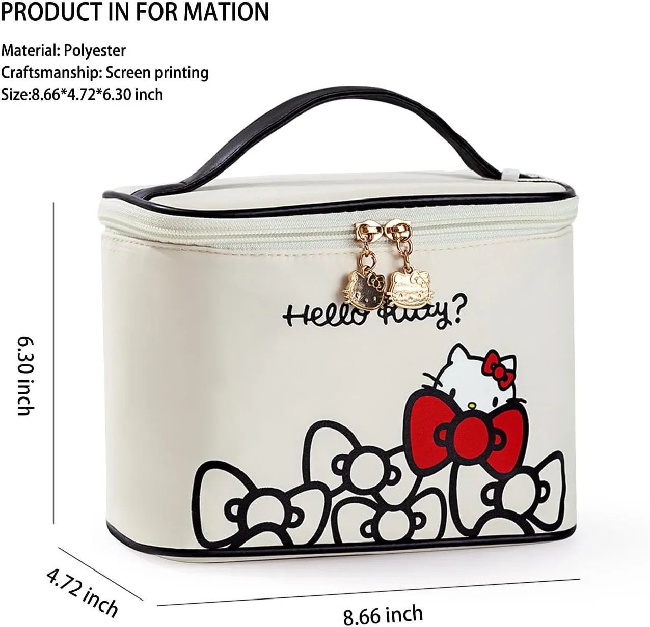 Vimanllie Makeup Bag Large Waterproof Cosmetic Bag with Dedicated Brush Holder, Cute Printed Makeup Organizer for Women Traveling,Portable Toiletry Bag for Girls