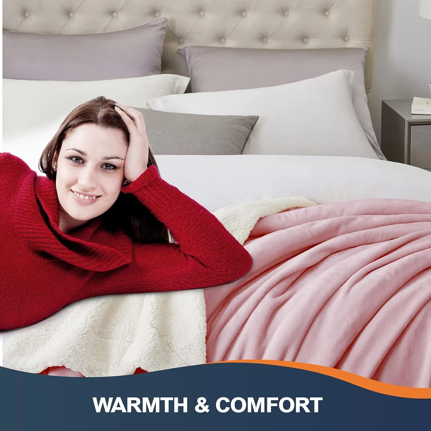 Walensee Sherpa Fleece Blanket (Throw Size 50”x60” Blush) Plush Throw Fuzzy Super Soft Reversible Microfiber Flannel Blankets for Couch, Bed, Sofa Ultra Luxurious Warm and Cozy for All Seasons