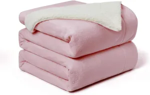 Walensee Sherpa Fleece Blanket (Throw Size 50”x60” Blush) Plush Throw Fuzzy Super Soft Reversible Microfiber Flannel Blankets for Couch, Bed, Sofa Ultra Luxurious Warm and Cozy for All Seasons