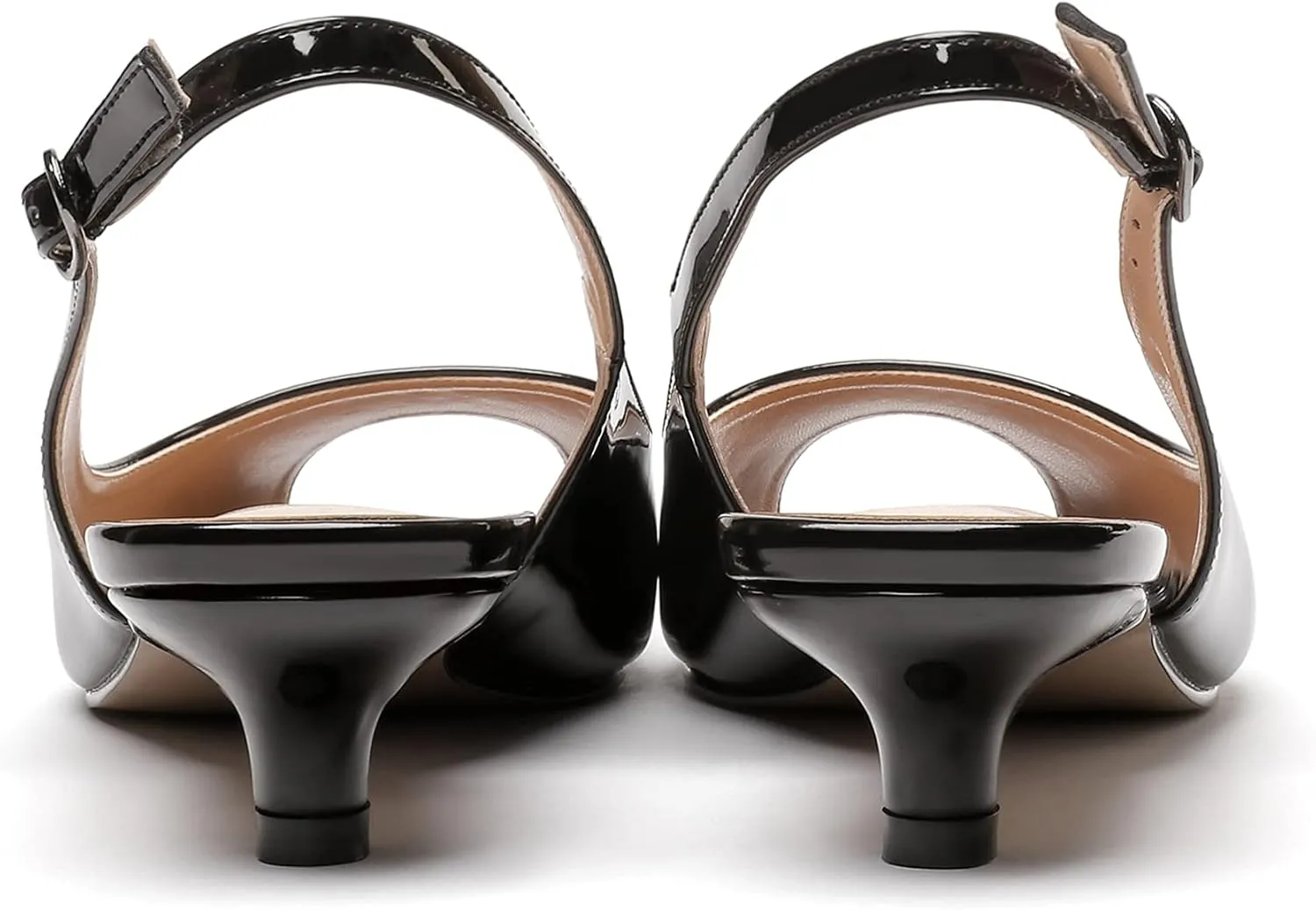 WAYDERNS Women's Peep Toe Patent Leather Ankle Strap Slingback Kitten Heels Low Heel Pumps Evening Work Dress Shoes 1.5 Inch