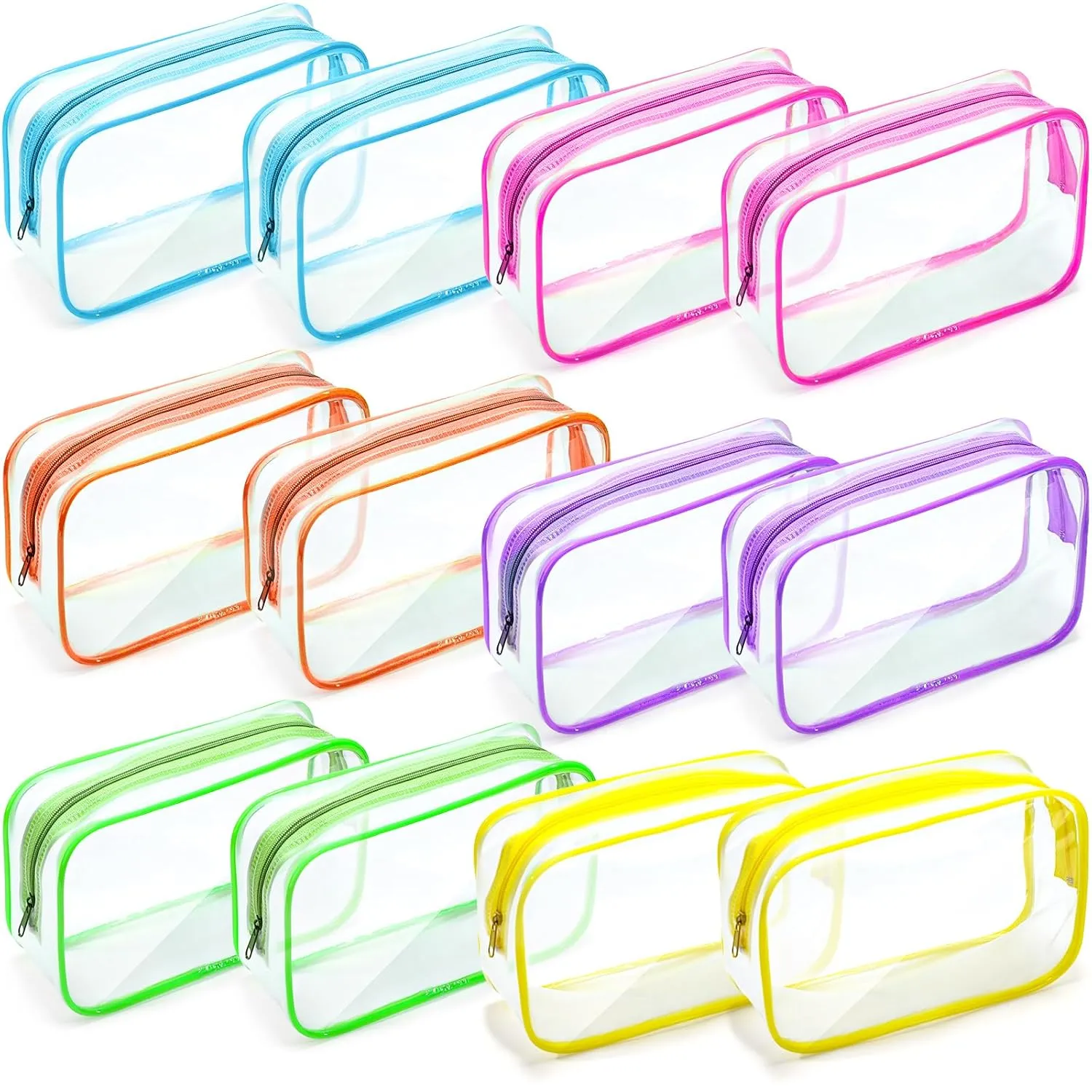 Weewooday 12 Pieces Clear Makeup Bags Cosmetic Storage Bags PVC Zipper Pouches Travel Waterproof Makeup Plastic Case for Women Organizing Toiletries Traveling Bathroom(Medium,Bright Color)