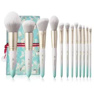 White 12pcs Synthetic Hair Cosmetic Brushes Setfoundation&Blush Powder Face Eye-Cosmetic Tools&pens