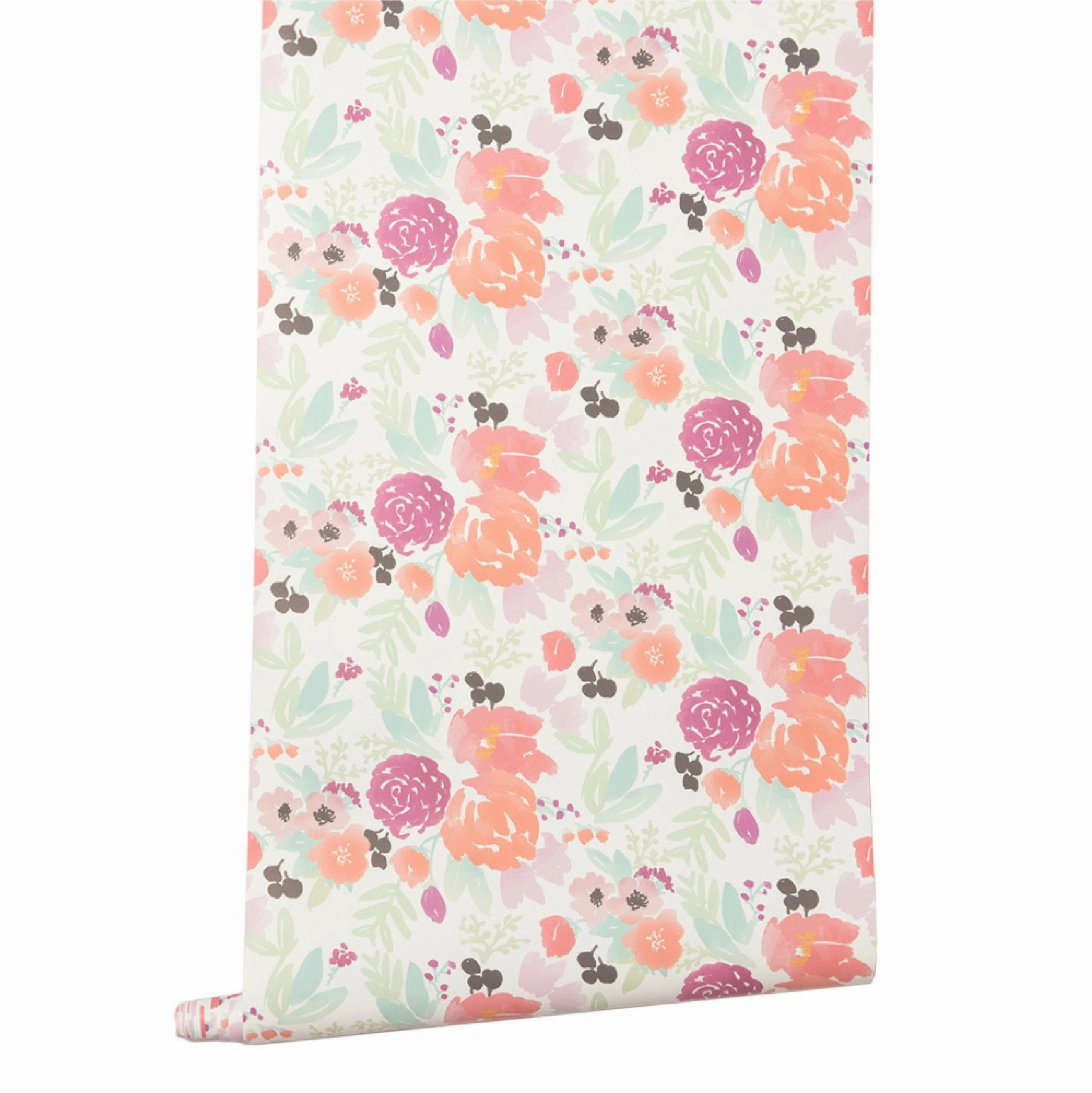 White Friendly Petite Blooms Wallpaper in Pastel Ergonomic