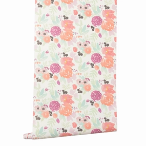 White Friendly Petite Blooms Wallpaper in Pastel Ergonomic