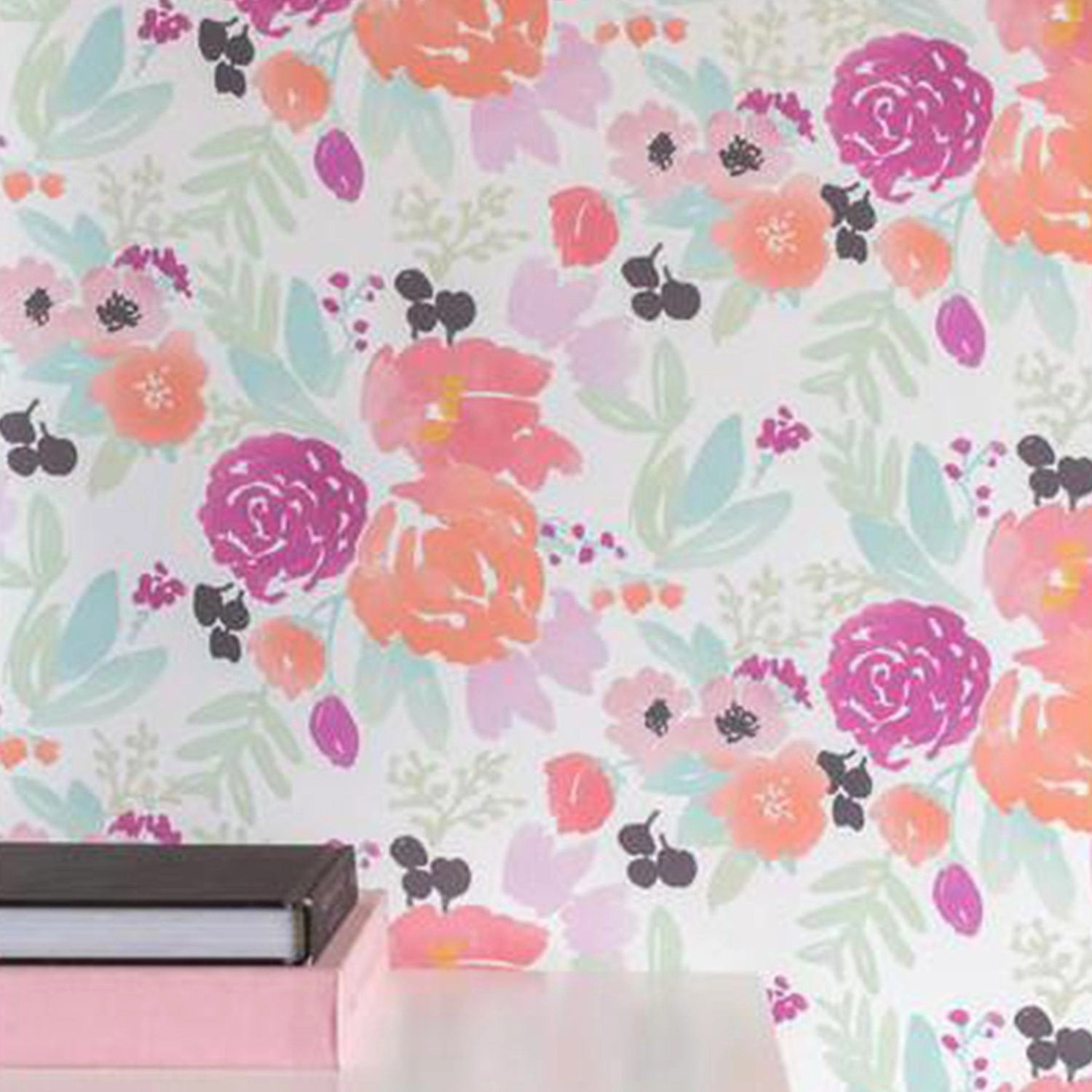 White Friendly Petite Blooms Wallpaper in Pastel Ergonomic