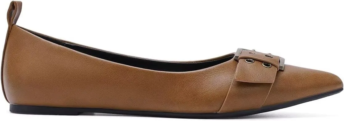 Womens Flat Shoes Pointed Toe Flats Slip-On Shoes Buckle Design Flats Comfortable Casual Dressy Shoes