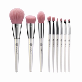 ZEESEA [Palace Identity] Make up Brushes Set 9PCs Premium, Cruelty-Free Soft Basf Fiber Bristles For Foundation Blending Face Powder Blush Eye Shadow Concealer,Travel Makeup bag Included (Pearl White)