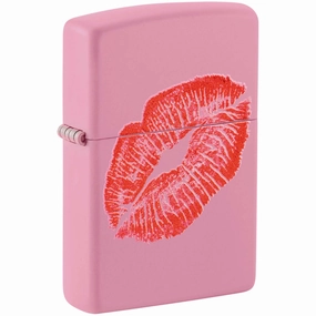 Zippo Windproof Pocket Lighter Smooches Design Matte Pink Metal 46470