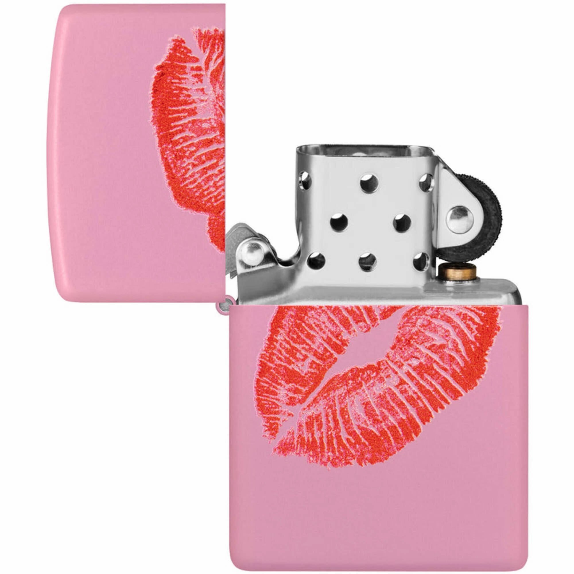 Zippo Windproof Pocket Lighter Smooches Design Matte Pink Metal 46470